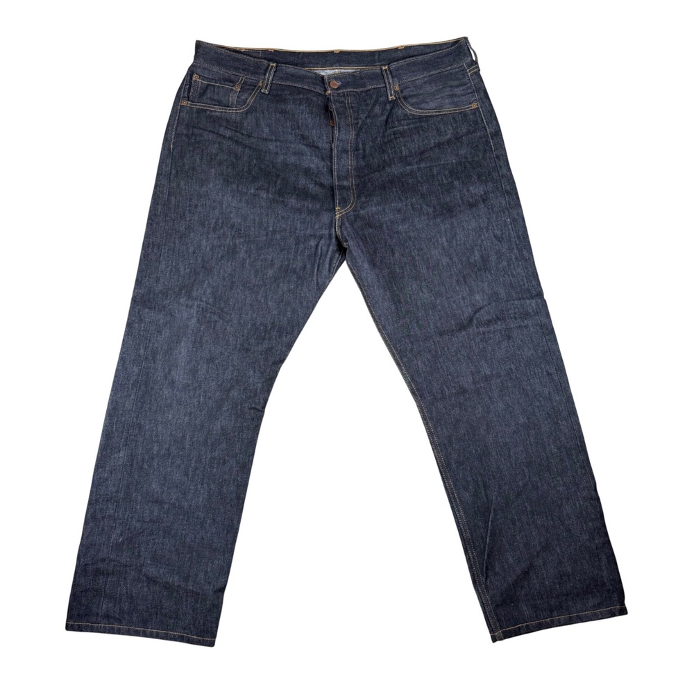 Levis 501 Original Fit Dark Indigo Raw Rigid Denim Jeans Mens 42x30 Button Fly